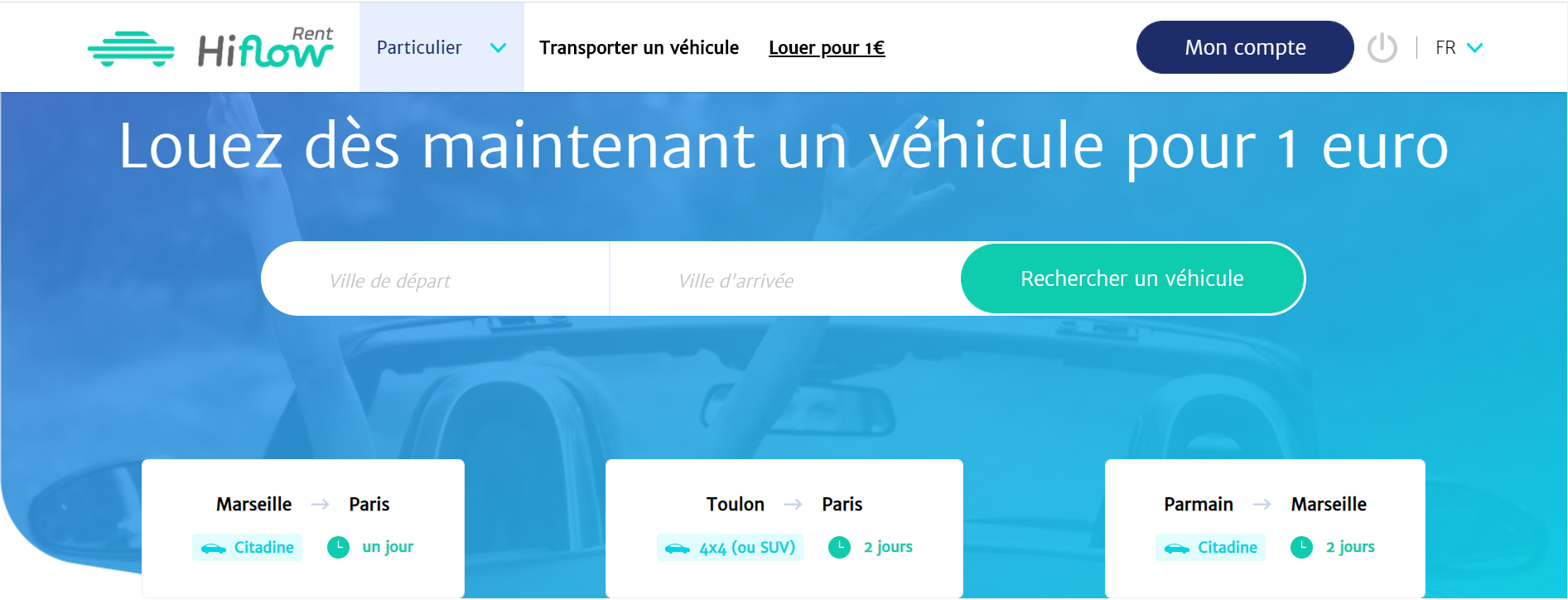 Hiflow Rent, la location de véhicules à 1 euro