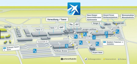 Parken Flughafen Paderborn P4 Übersicht