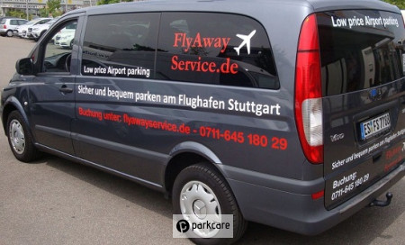 Fly Away Service Stuttgart Reclame op shuttle bus