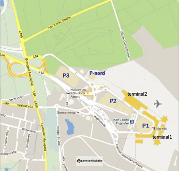 Übersicht auf Karte Flughafen Köln