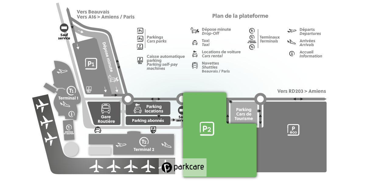 Le Parking Aéroport Beauvais P2 est proche du Terminal 2