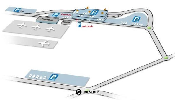 Carte des différents Parking P1 Aéroport Charleroi