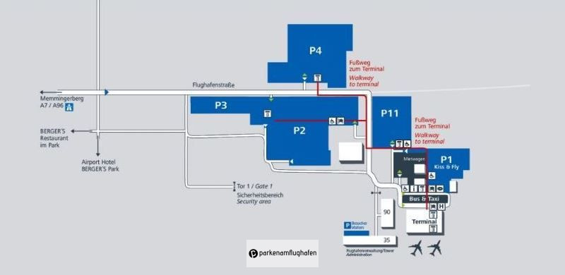 Parken Flughafen Memmingen P2 Übersicht Parkflächen