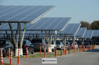 Parken Flughafen Weeze P2 Parkfläche mit Solaranlagen